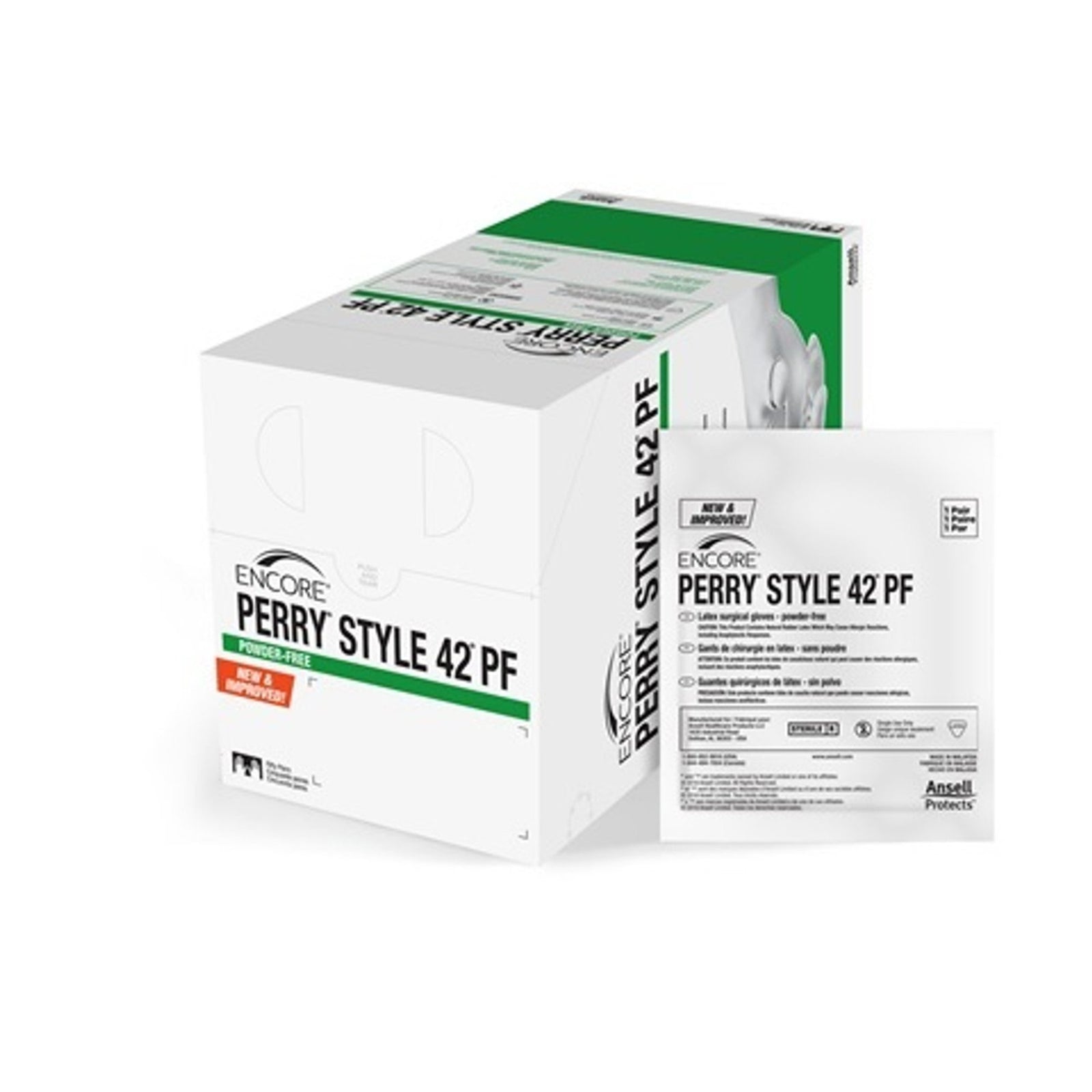 ENCORE Perry Style 42 PF Latex Standard Cuff Length Surgical Glove