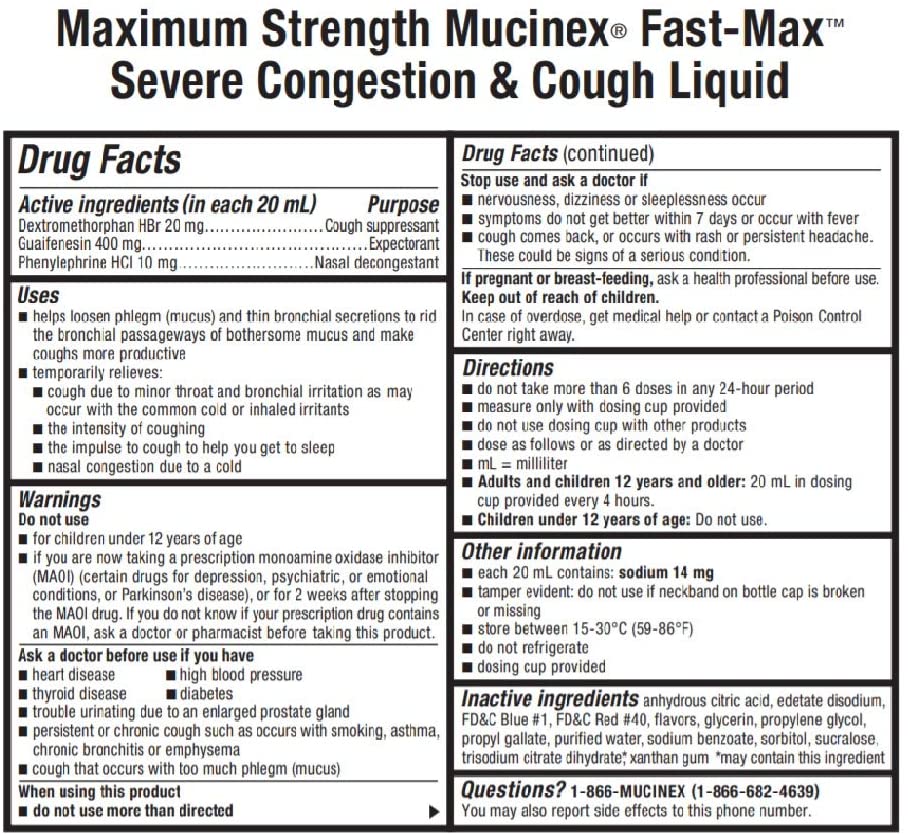 Mucinex Fast-Max Severe Congestion & Cough Liquid