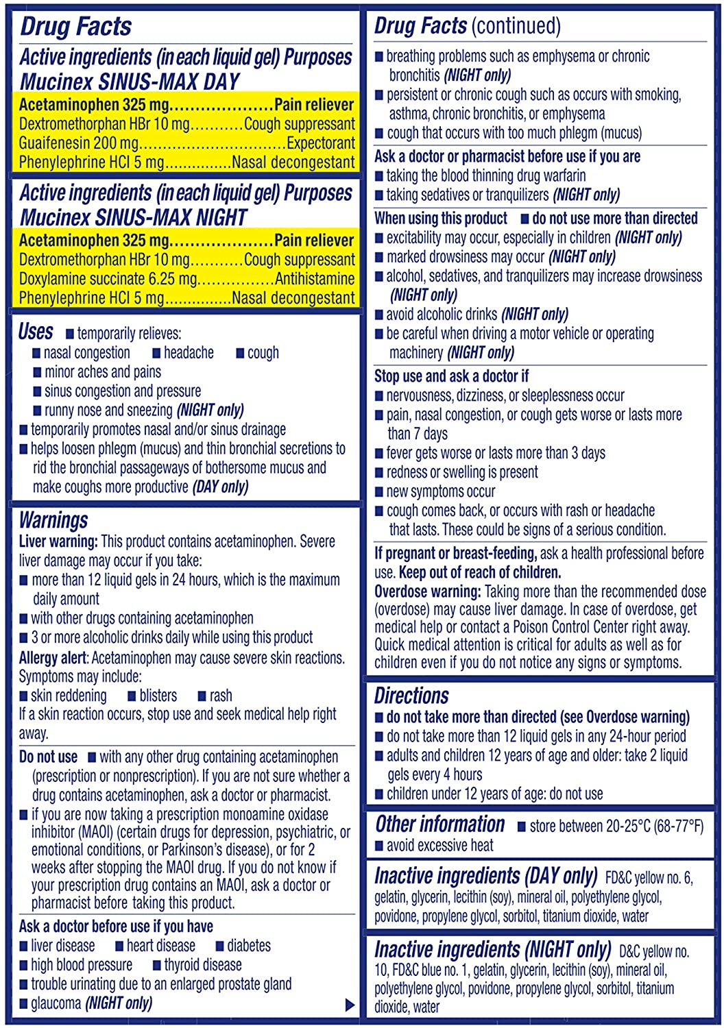 Mucinex Sinus-Max Max Strengthen Day/Night