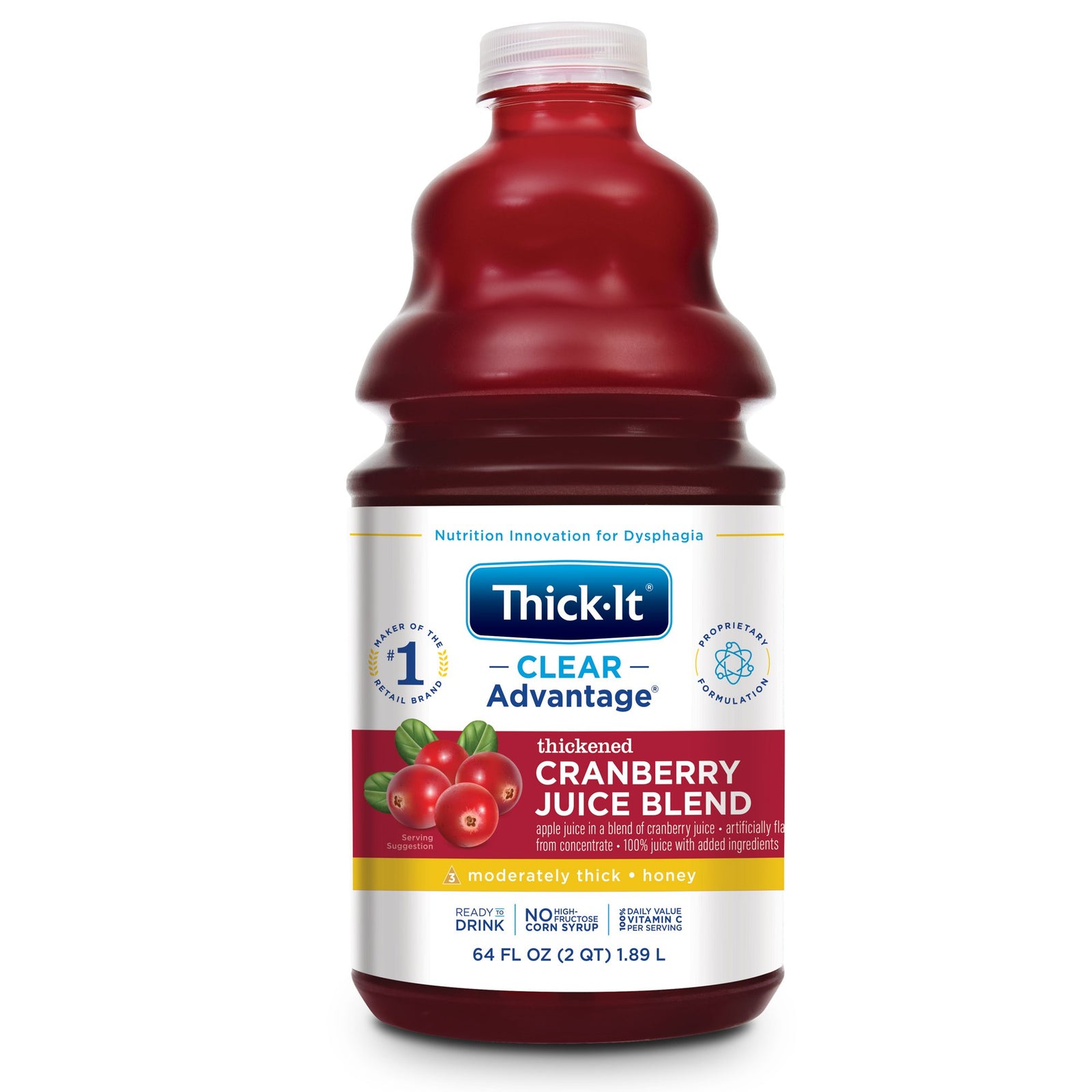 Thick-It Clear Advantage Thickened Cranberry Juice, Moderately Thick, Honey Consistency, 64-oz Container