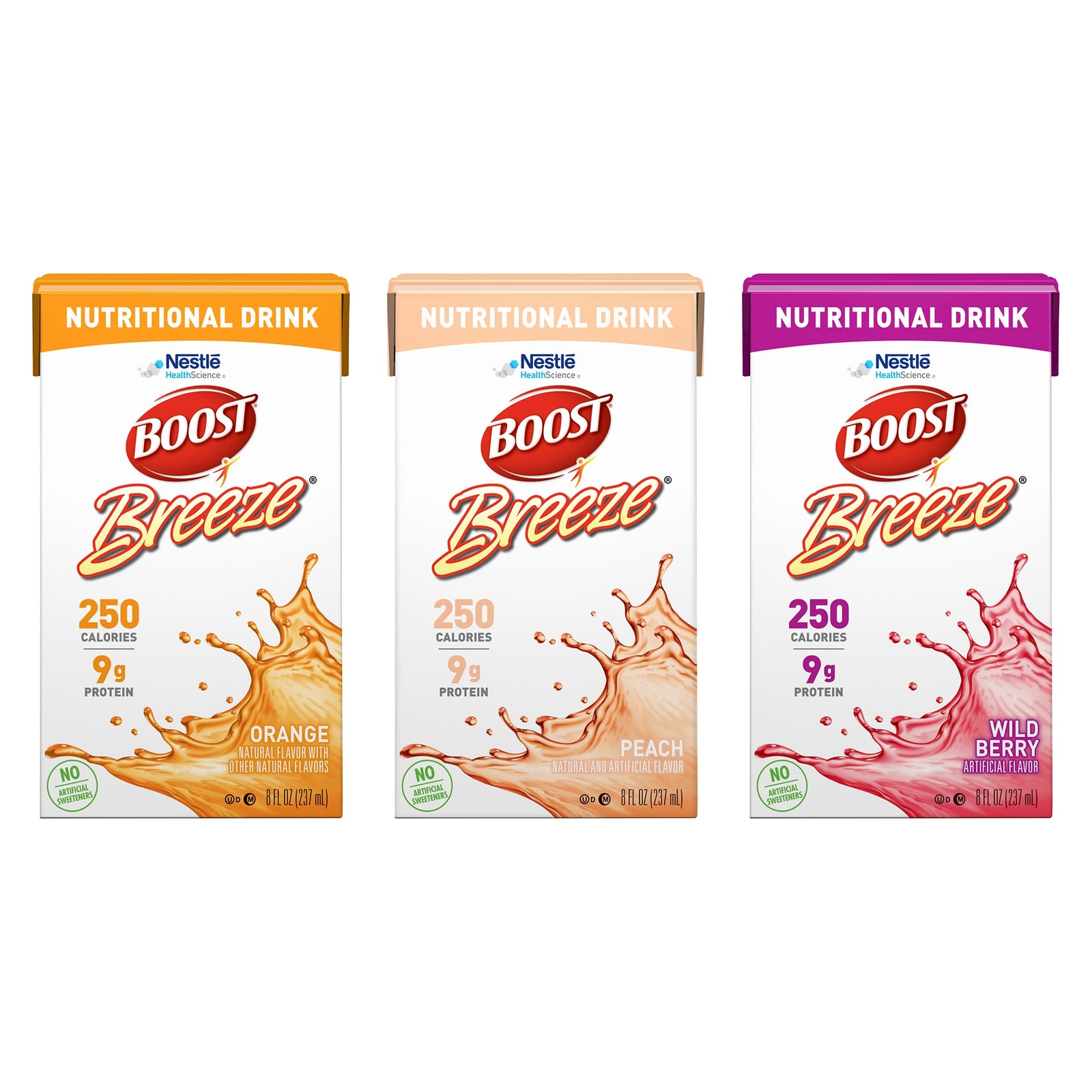 Boost Breeze® Variety (Orange, Peach, Wild Berry) Oral Supplement, 8 oz. Carton, 24 per Case