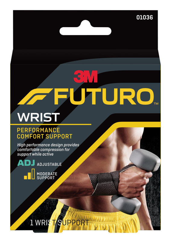 3M Futuro Performance Comfort Adult Wrist Support, One Size Fits Most, 4-1/2" to 9-1/2", 12/Case